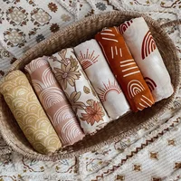 Muslin Swaddle Blanket Baby Bamboo Cotton 47*47 Inches Soft Newborn Wraps Rainbow Summer Bedding Cover for Baby Born 1