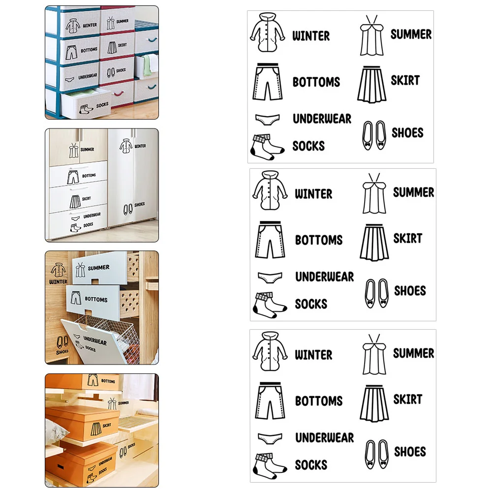 

3 Pcs Detachable Storage Cabinet Stickers Baby Removable Wall Organizing Labels Pvc Drawer