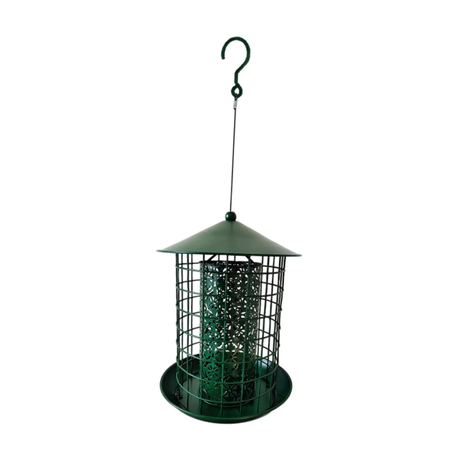 Metal Hanging Bird Feeder Green Birds Feeder,Rainproof Squirrel Proof Birdfeeder Bird Feeding for Outside,Lawn Balcony Garden