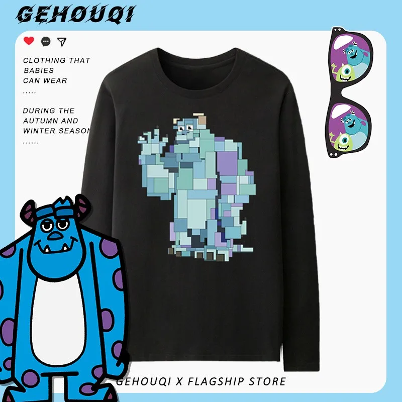 

Monsters University Joint Long-sleeved T-shirt Male Blue Hair Monster Animation Around Children's Pure Cotton Loose Clothes