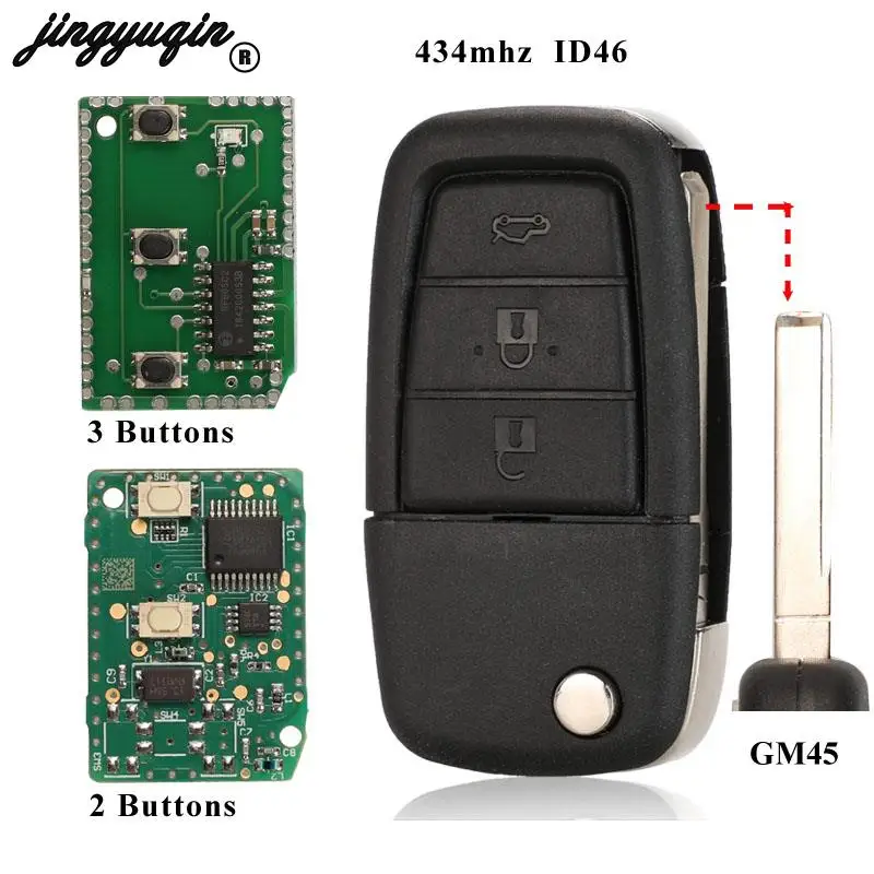 jingyuqin 3/4BTN For Pontiac G8 Holden VE Commodore Omega Berlina Calais SS SV6 HSV GTS Flip Remote Car key 434mhz ID46 Chip | Автомобили