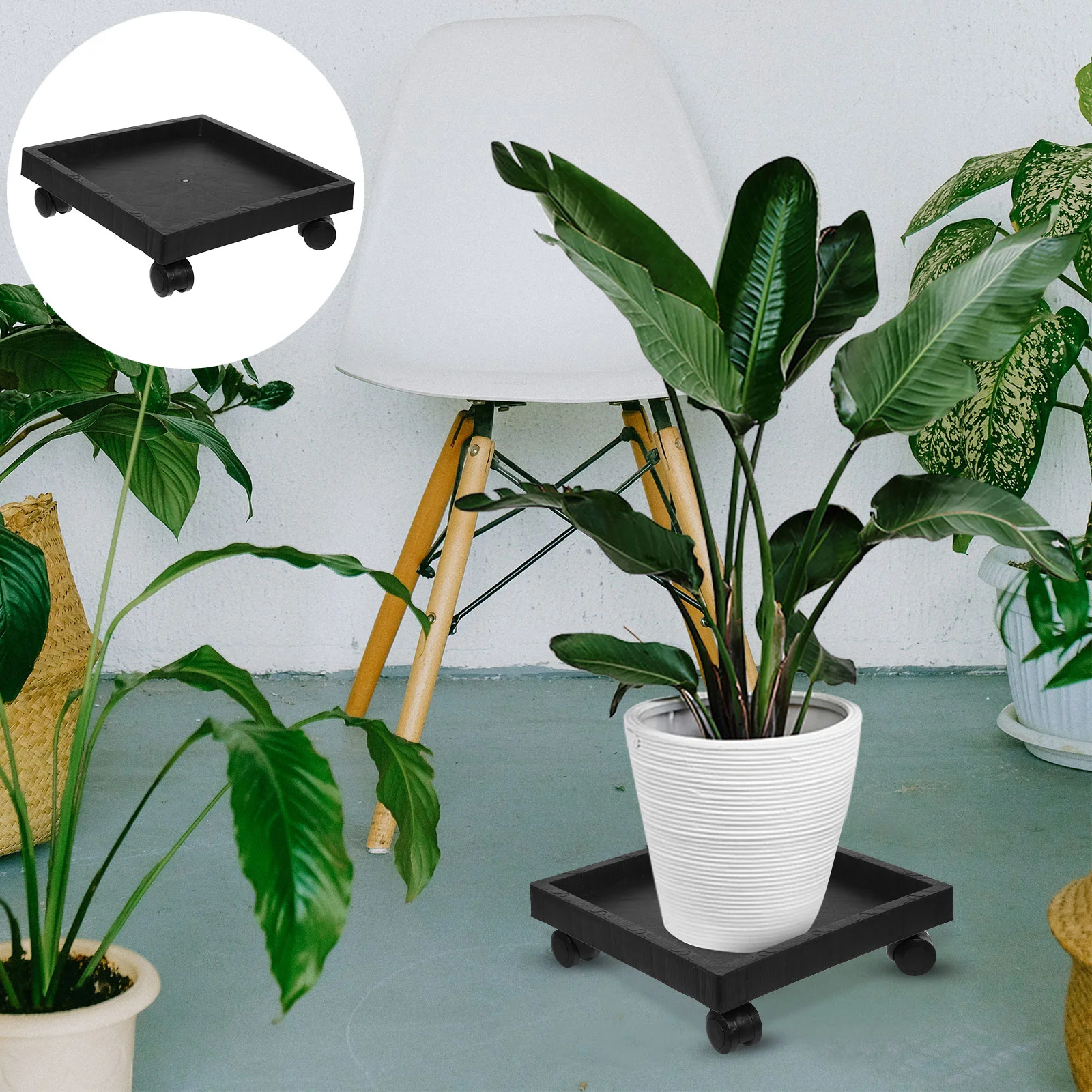 

1Pc Square Plant Caddy Wheels 29Cm 11.4In Flower Pot Tray Caster Wheels Heavy Duty Strong Sturdy Plant Stand Indoor