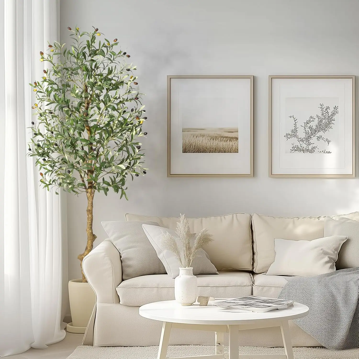 180 cm künstlicher Olivenbaum, künstliche Olivenbäume mit realistischen Stammblättern, Früchten, künstliche Bäumen im Topf für Zuhause, Büro, Wohnzimmer – Detail 9