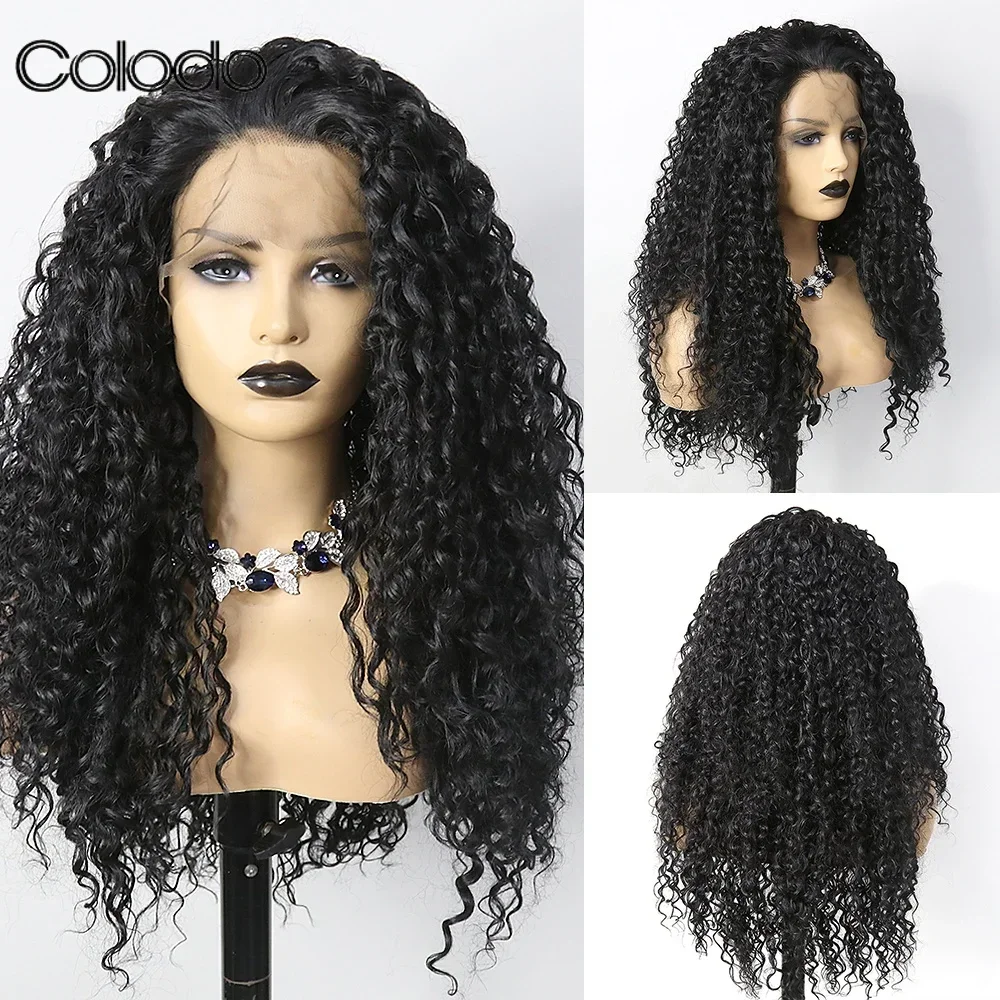 

COLODO Synthetic Lace Front Wig for Black Woman Cornrow Transparent Lace Afro Kinky Curly Wig Drag Queen Cosplay Heat Resistant