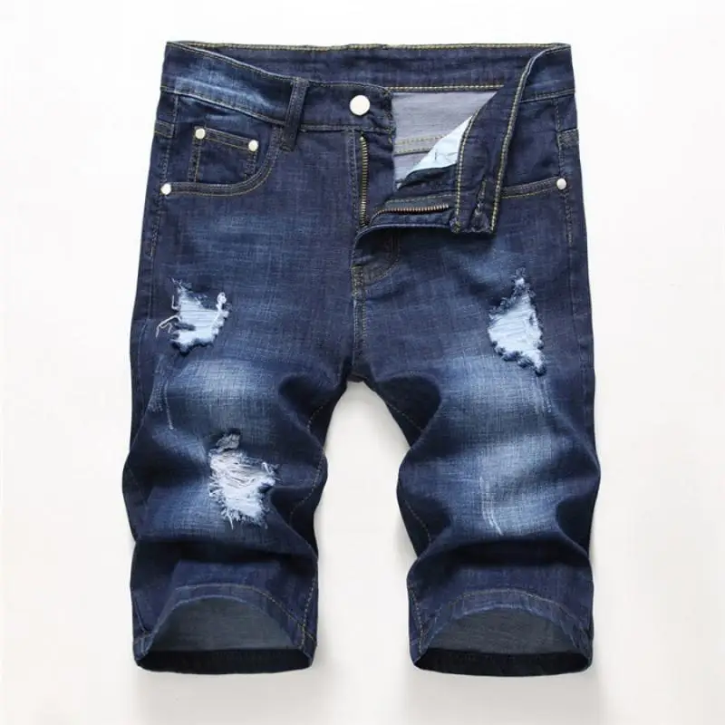 Summer Denim Shorts Men Fahsion Hole Jean Shorts Bermuda Skate Board Harem Mens Jogger Ankle Ripped Wave Knee Length Plus Size 2