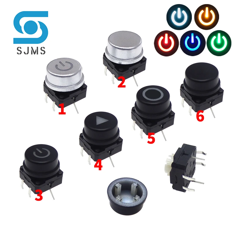 2Pcs121281mmDIP6PWithLightLEDTactileMicroPushButton