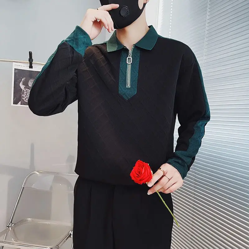 Autumn Winter KPOP Fashion Style Harajuku Slim Fit Tops Loose Casual All Match T-shirts Insert Zipper Long Sleeve Sweatshirt