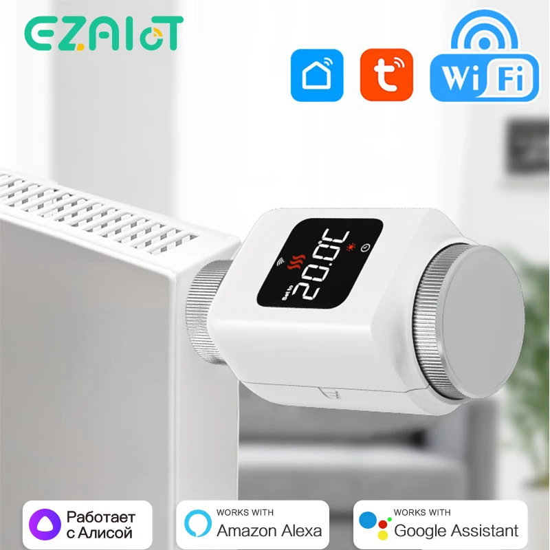 1-6 ชิ้น Tuya Smart WiFi Thermostatic Radiator Valve TRV ตัวควบคุมอุณหภูมิแบบตั้งโปรแกรมได้ตัวกระตุ้นเครื่องทำความร้อนอเล็กซา กูเกิล โฮม 1