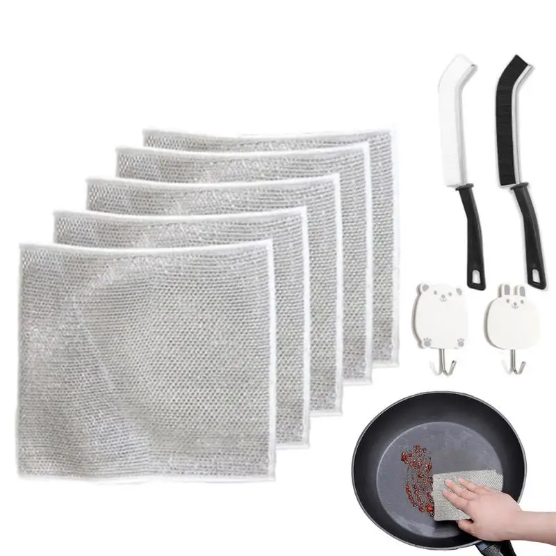 

Multifunctional Non Scratch Wire Dishcloth Non -stick Oil Iron Dishrag Kitchen Pan Pot Dishes Cleaning Multipurpose Reusable Rag