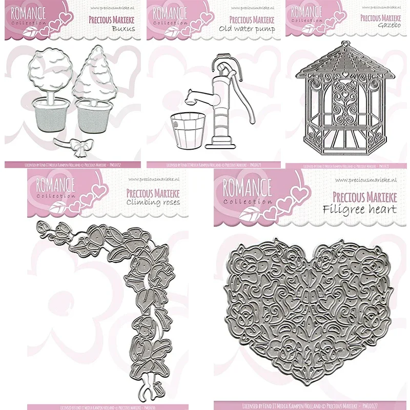 Mmao Crafts Metall-Stanzformen aus Stahl, neue Herz-Rosen-Pump-Pavillon-Schablone für DIY-Scrapbooking, Papier-/Fotokarten, Prägeformen