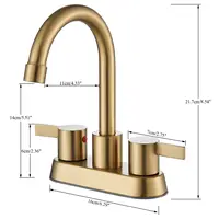 4 Inch 2-Handle Brushed Gold Bathroom Faucet for Lavatory with Pop-up Sink Drain and Faucet Supply Lines 2