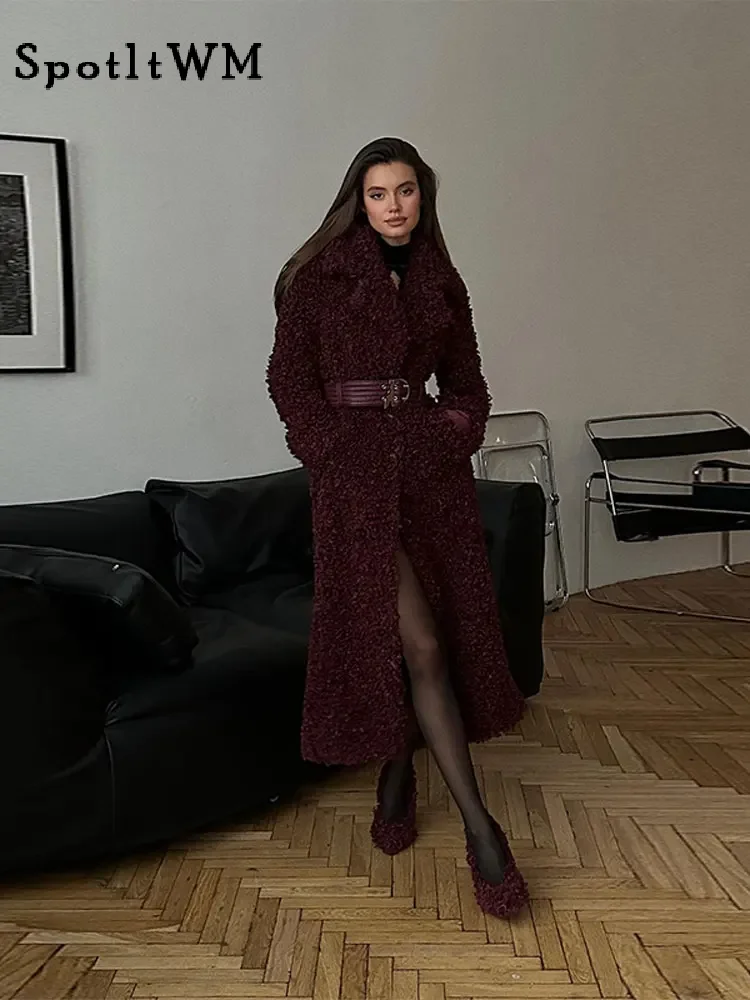 

Модное однотонное теплое пальто из искусственного меха для женщин, повседневные куртки с длинным рукавом и воротником с лацканами, зима 2023, шикарная Свободная Женская верхняя одежда