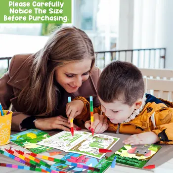 24Pcs Jungle Safari Animals Coloring Books for Kids with 24 Stacking Crayons Mini Coloring Book Party Favors Bulk Gifts 4