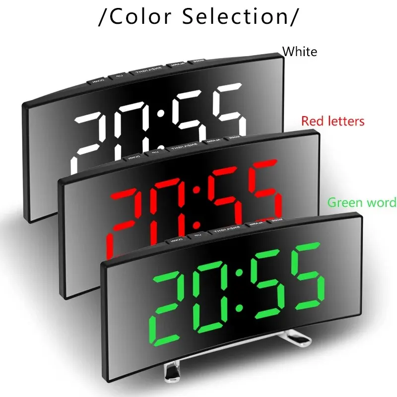Enhanced LED Curved Mirror Alarm Clock