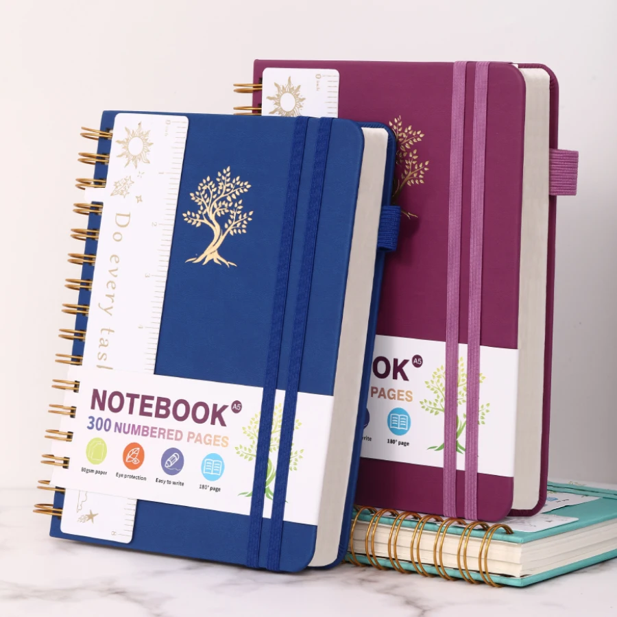 A5 Hardcover Spiral Bound Journal with 300 Numbered Lined Pages
