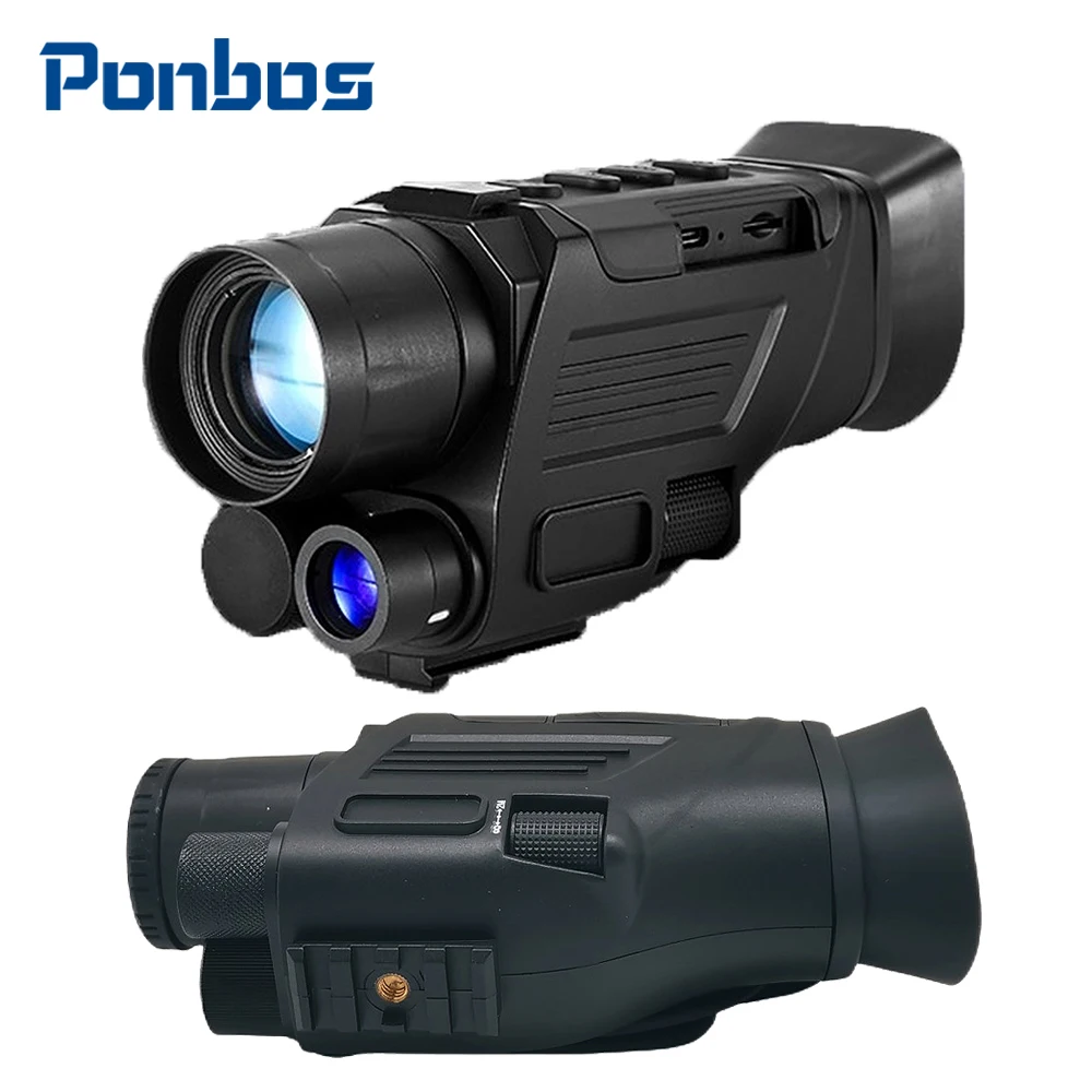 

Ponbos Portable Professional 400M Infrared Night Vision Monocular 6X Digital Zoom 4K HD Telescope for Hunting Video Recording