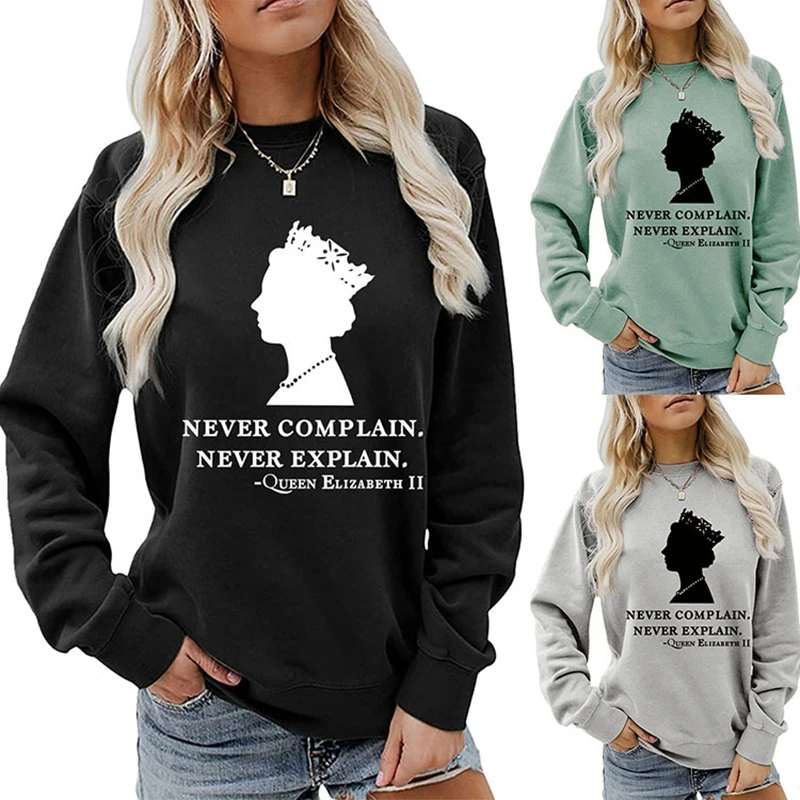 

New Cotton fashion NEVER COMPLAIN NEVER retro lettering casual round neck print autumn winter long sleeve sweater base