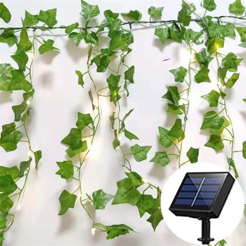 

Artificial Green Leaf Rose Flower Solar LED String Lights Christmas Wedding New Year Decoration Led Solar Lamps Outdoor Lighting