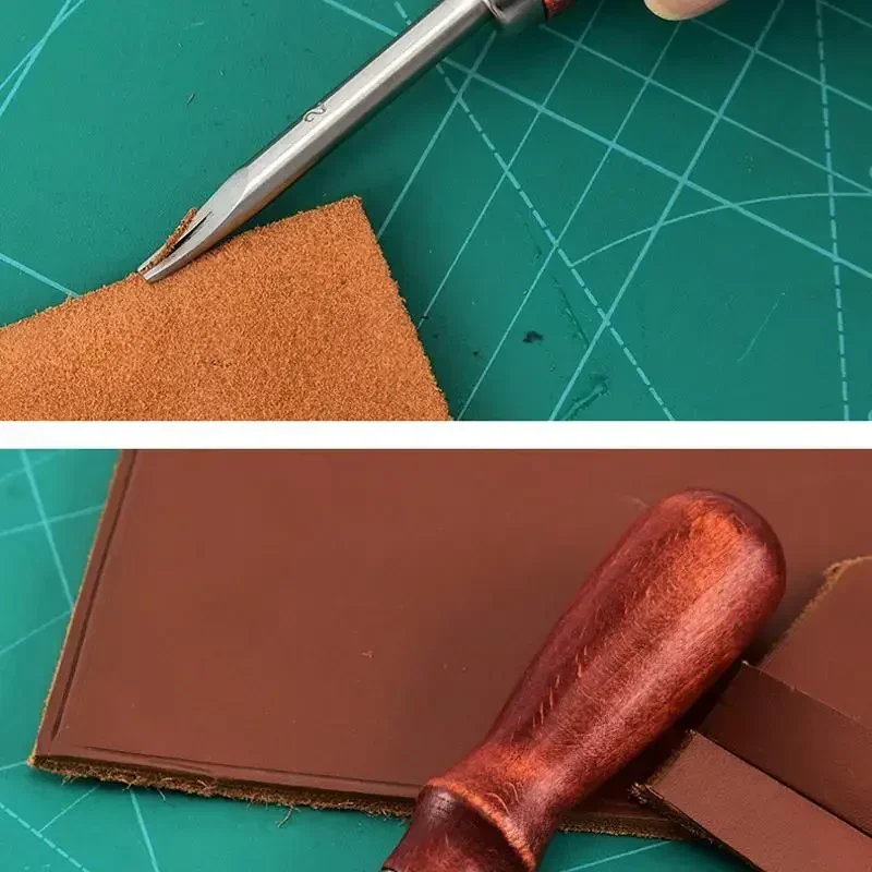 Leather Craft Tool 1pc Leather Edge Beveler Skiving Beveling Knife Cutting Wood Handle DIY Sewing