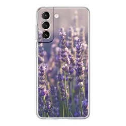 Clear Phone Case with Simple Lavender Purple Floral Design - Samsung S8 (B7)