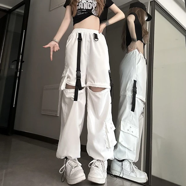 Solid Baggy Casual Straight Pants Oversize Women New Lace Up Cargo Trousers  Classic High Waist Pantalones Mujer - AliExpress