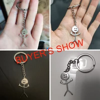 Teamer Funny Middle Finger Stickman Keychain 2026 Cute Trend School Bag Car Key Pendant Couple New Trinket Gift Keyring 4