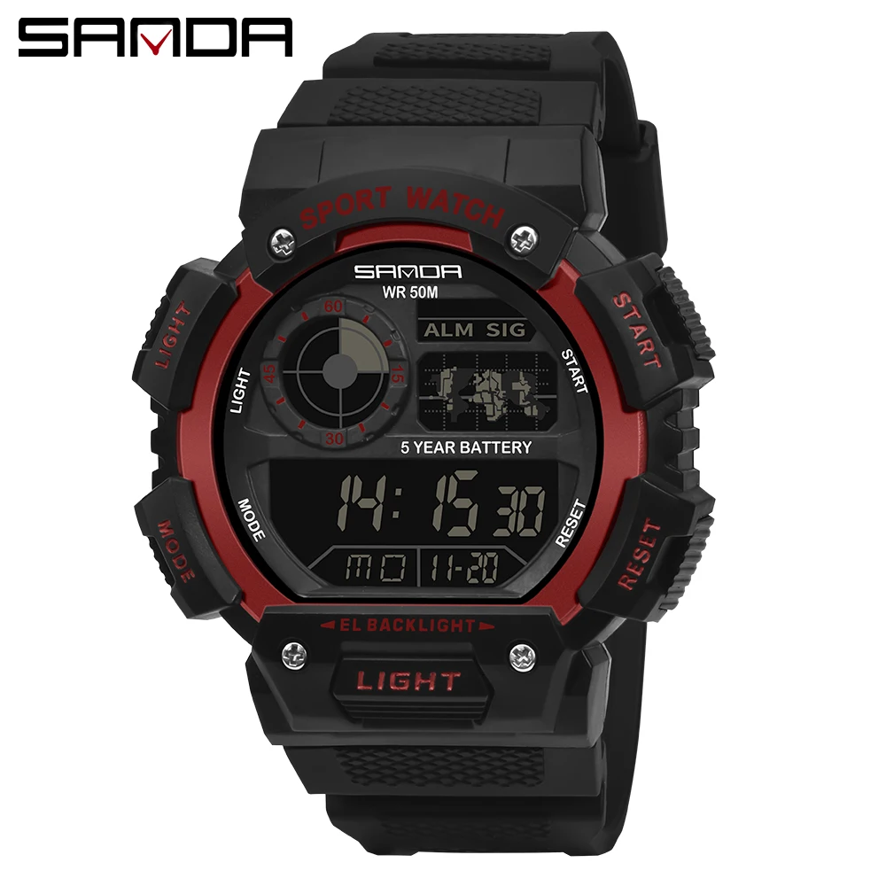 Sanda Watch fashion trend men electronic watch multi-functional creative personality waterproof luminous wrist watch 