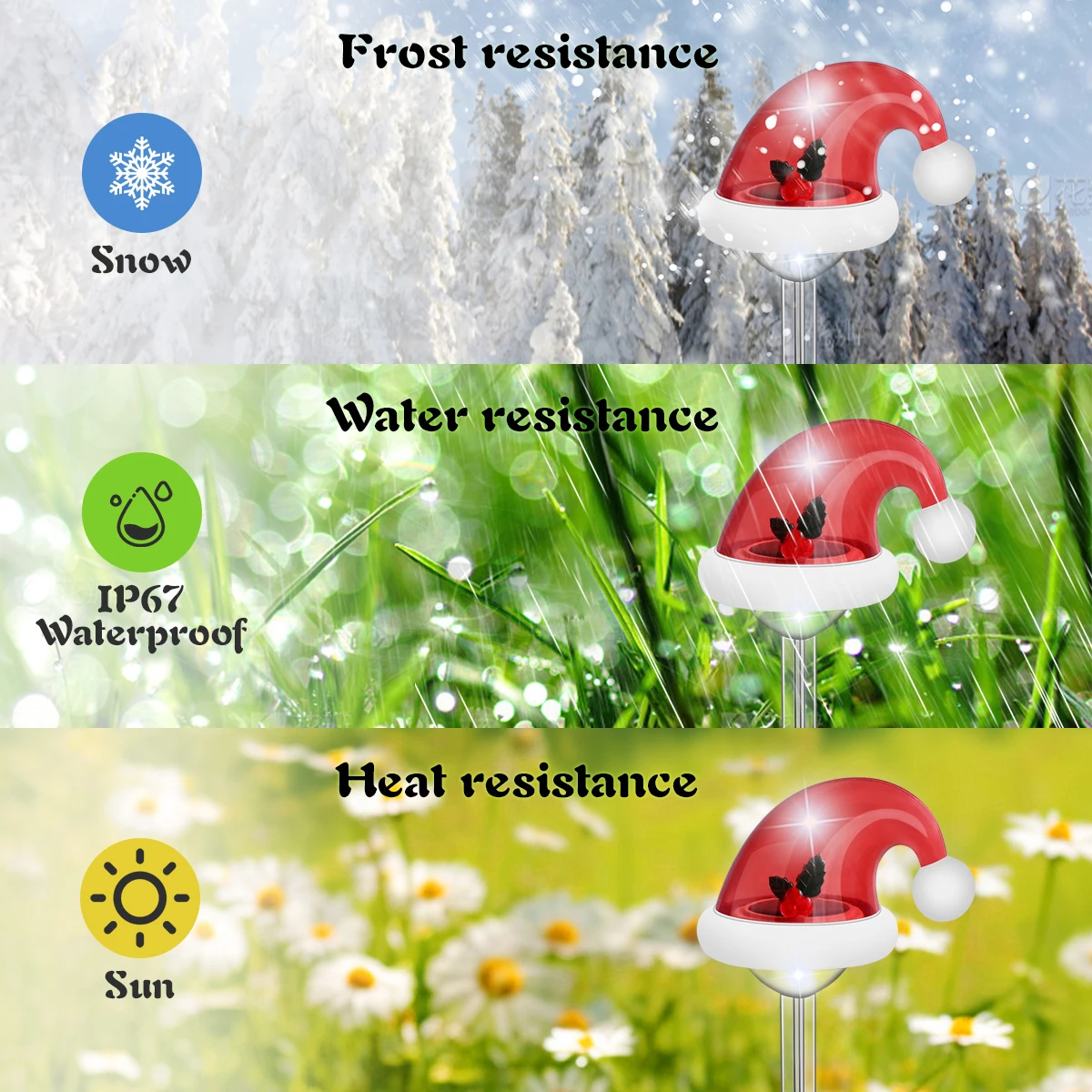 Description Picture 5 of itemChristmas Decorations Outdoor Waterproof Solar Christmas Garden Stakes Solar Christmas Pathway Lights for Yard Lawn Path Xmas