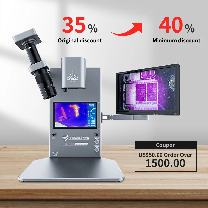 IR2201 Infrared BGA Mobile Repairing Reballing Rework Station 160W 30x30mm Chip Repair Built-in Laser Soldering Machine Kit 6