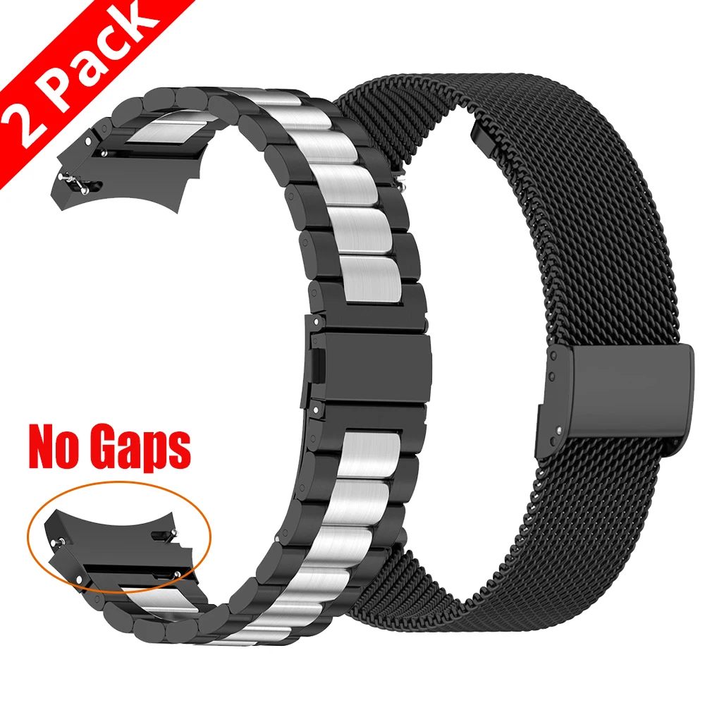

No Gaps Stainless Steel Strap for Samsung Galaxy Watch 4/5 44mm 40mm Watch 4 Classic 46mm 42mm 5 Pro Bracelet Metal Curved end