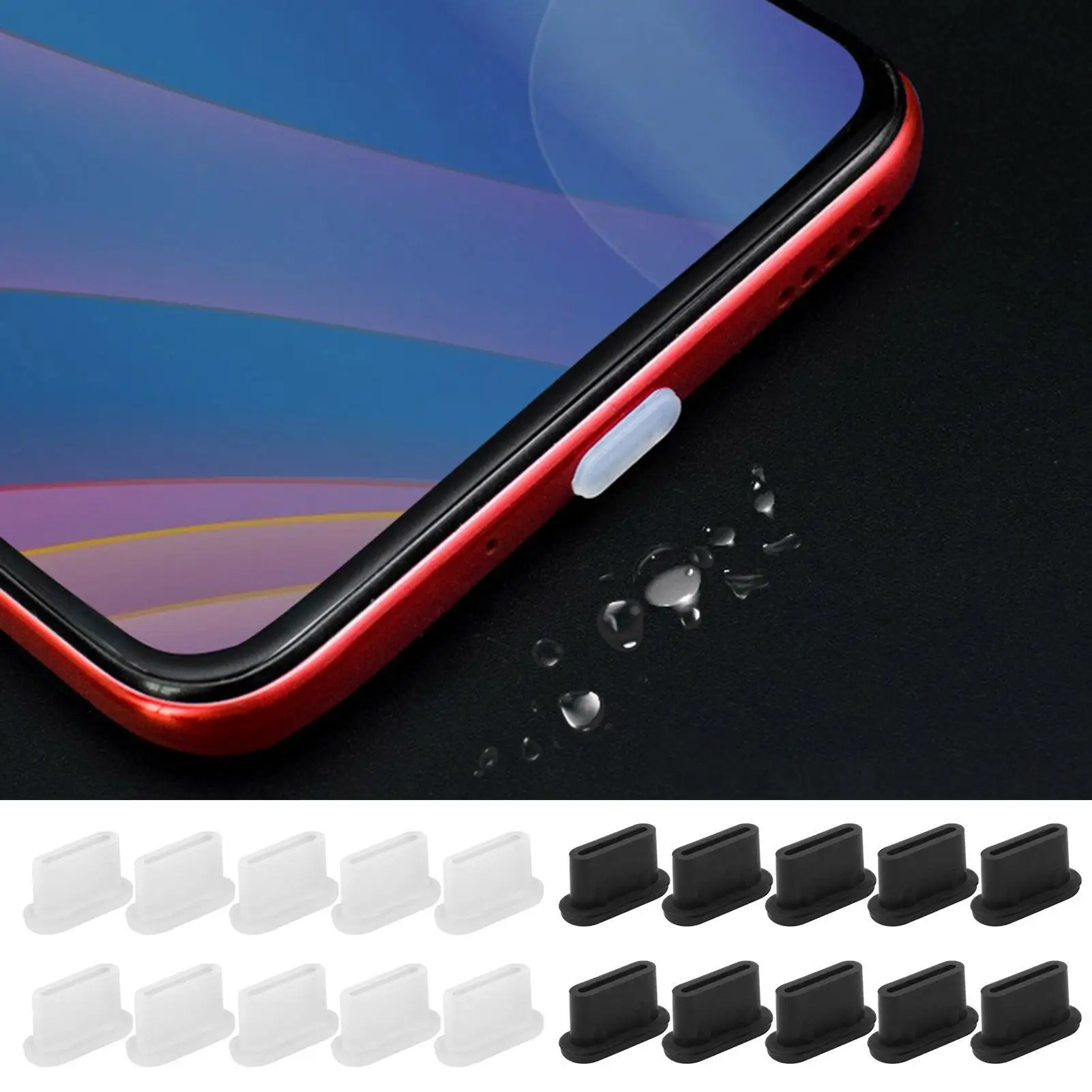 Dust Protection Type C Plug Set of 10pcs Cell Phone Charging Port Silicone Covers Dust Protection C-Type Port Plugs For Tablets
