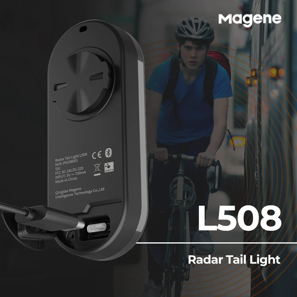 Magene L508 Intelligent Radar Tail Light Bicycle Brake Sensing Radar Rear Light 5 Modes Tail Lamp USB Charging LED Cycling light