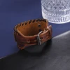 EUEAVAN Punk Death Skull Moth Genuine Wide Leather Bracelet Gothic Design Aesthetic Men Bangle Vintage Party Jewelry Accessories 5