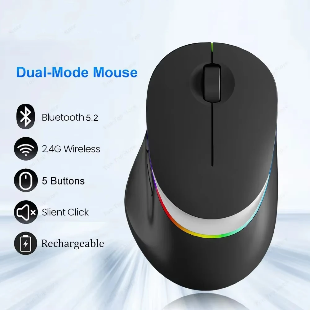 Dual-Mode Bluetooth 5.2 Mouse 2.4G Wireless Mouse 400mAh Rechargeable Silent LED Gaming Mice Laptop Tablet wireless mouse,gaming mouse,wireless gaming mouse
