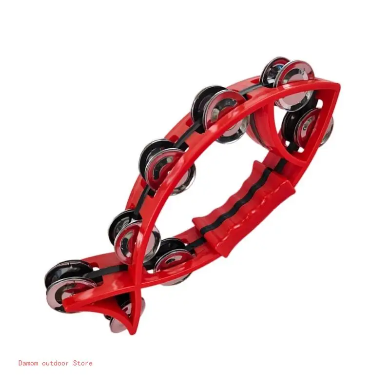 Fish Shaped Double Row Tambourines Handheld Percussion Half Moon Tambourine