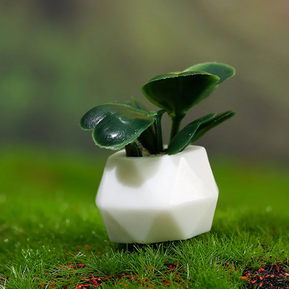 

4Pcs House Potted Plant Decoration Miniature Bonsai Model Small Plant Model