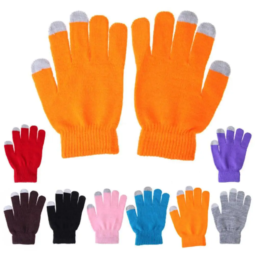 

Autumn Winter Touch Screen Gloves Women Men Warm Stretch Knit Mittens Windproof Three Fingers Smartphone Touch Screen Gloves