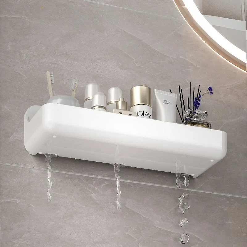 Bathroom Shelf No Drill Wall Mounted Shampoo Bottle Shower Corner Rack Toilet Storage Rack Plastic Bathroom Kitchen Accessories 5