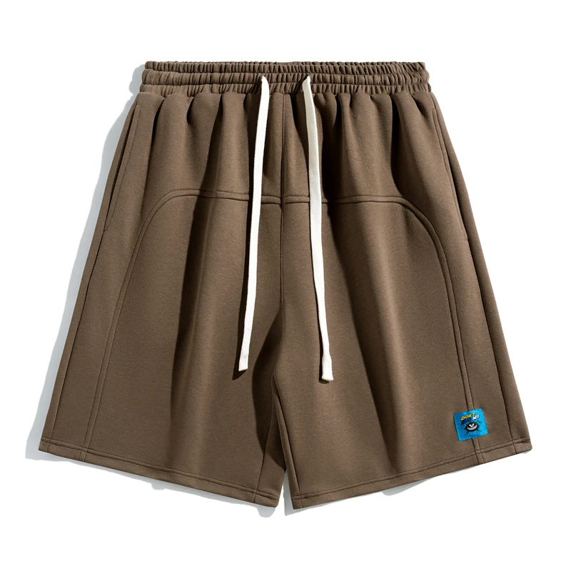 Fashion Lace Up Spliced Solid Color Casual Shorts Men's Clothing 2024 Summer New Loose Elastic All-match High Waist Knee Shorts