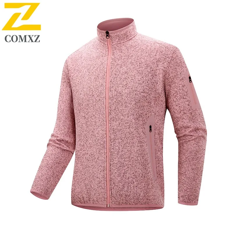 COMXZ Stand Collar Fleece Jacket 2025 Autumn Winter Cardigan Stand Collar Polar Fleece Coat High Quality Waterproof Windproof
