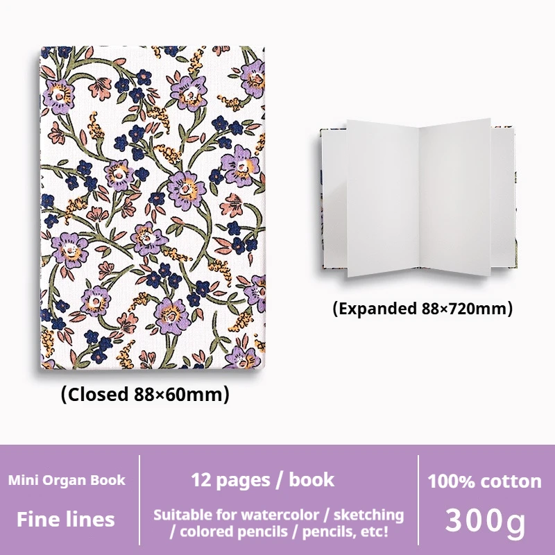 Premium 100% Cotton Watercolor Paper Sketchbook - 24 Sheets, 300gsm