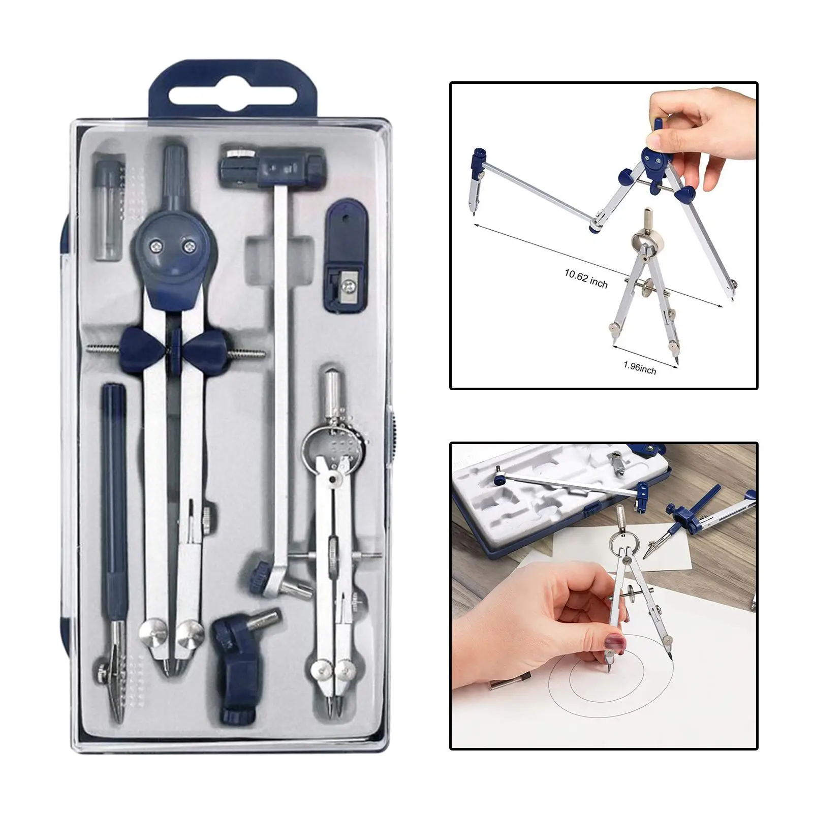 Drawing Compass 7Pcs Geometry Set Geometry Precision Tool Circle Drawing Tool Architecture Drafting Kits For Engineer With Storage Box