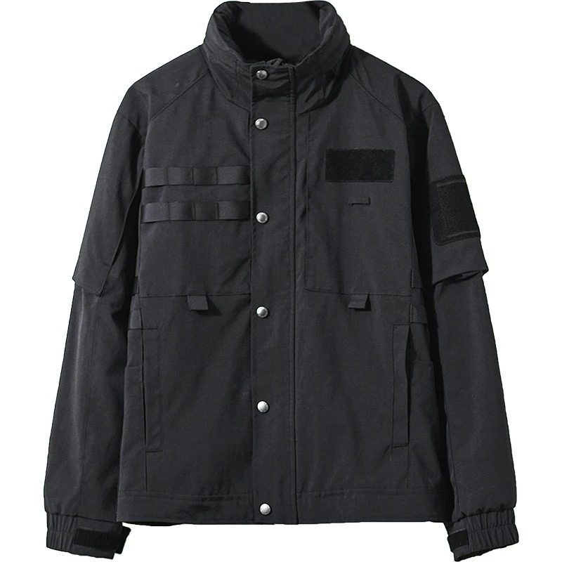

Men‘s Hooded Tactical Jacket Loose Fit Waterproof Military Motorcycle Outdoor Hiking Outfit Stylish Male Clothing