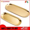 18/23/30.3cm Stainless Steel Decoration Tray golden Oval Fruit Storage Tray Cosmetics Jewelry Tray Bedroom Toilet Storage Rack 1