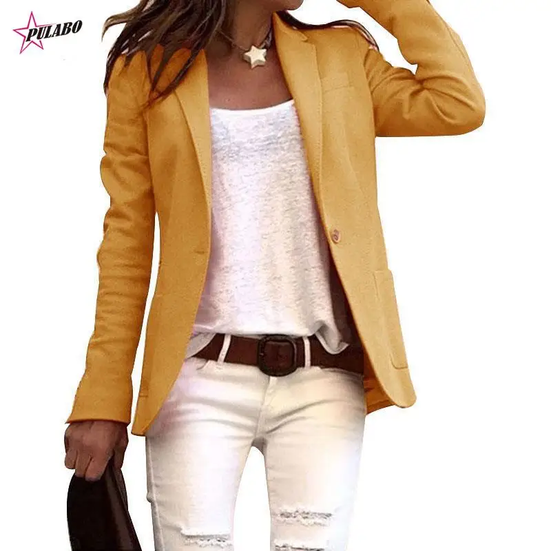 

Women Elegant Business OL Coat Slim Suit Solid Color Long Sleeve Jackets Women Blazer Outerwear Womens Spring Clothes Women