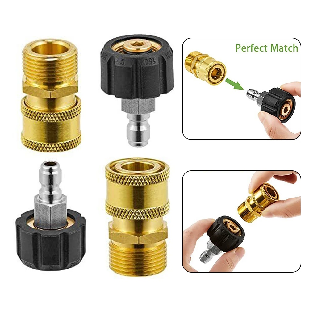 

2pcs Pressure Washer Adapter Kit M22 14mm / 15mm Female Swivel To Quick Connect 3/8'' Or 1/4" Release Set Nozzle Accessories