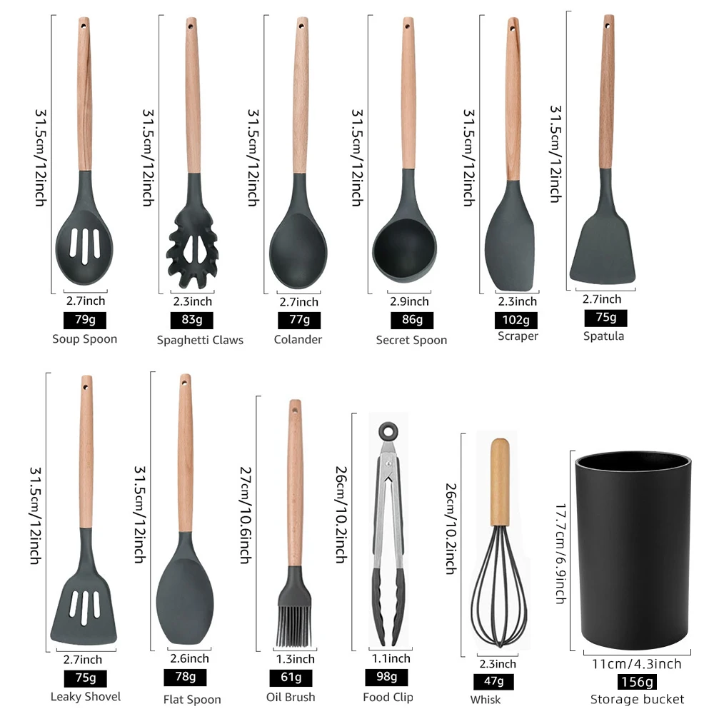 Kitchen Utensil Set Non-toxic cooking baking kitchen tools silicone shovel  spoon scraper brush spade whisk turner Accessories - AliExpress