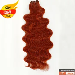 30 - Inch 200g Magicae Rainbow Brazilian Body Wave Synthetic Hair Bundle - 30inches - 200g - 76cm (Orange Brown)