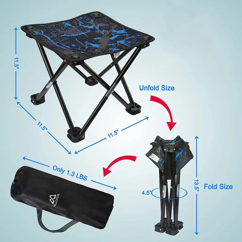 Description Picture 3 of itemCamping Small Fishing Chair Folding Fishing Chair Camping Stool MIni Ultralight Outdoor Portable Folding Stool with Carrying Bag