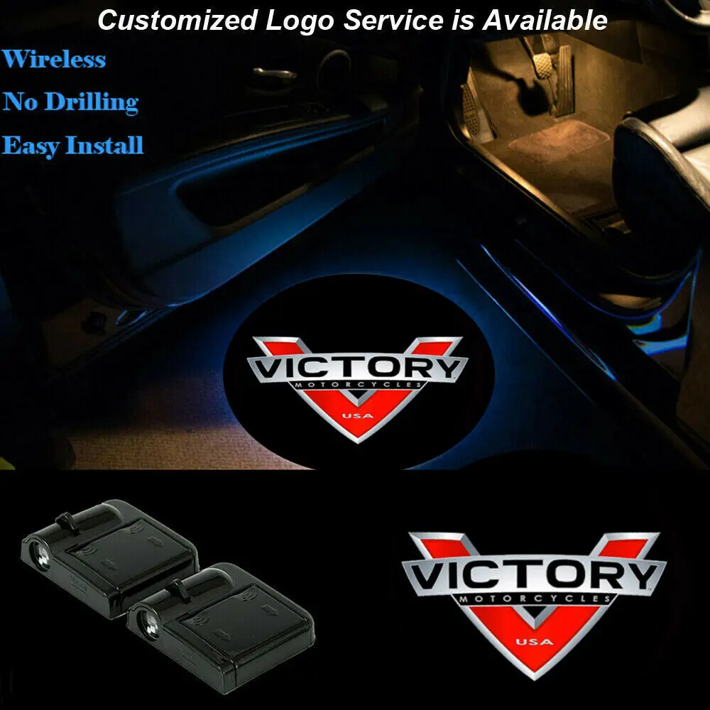 2pcs Wireless Victory Logo LED Car Door Welcome Courtesy Projector Ghost Shadow Light for USA Victory Motorcycles